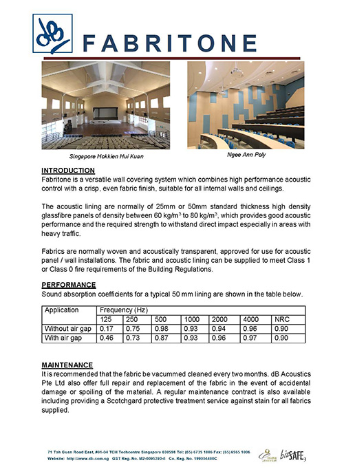 Cover of the brochure for Fabritone